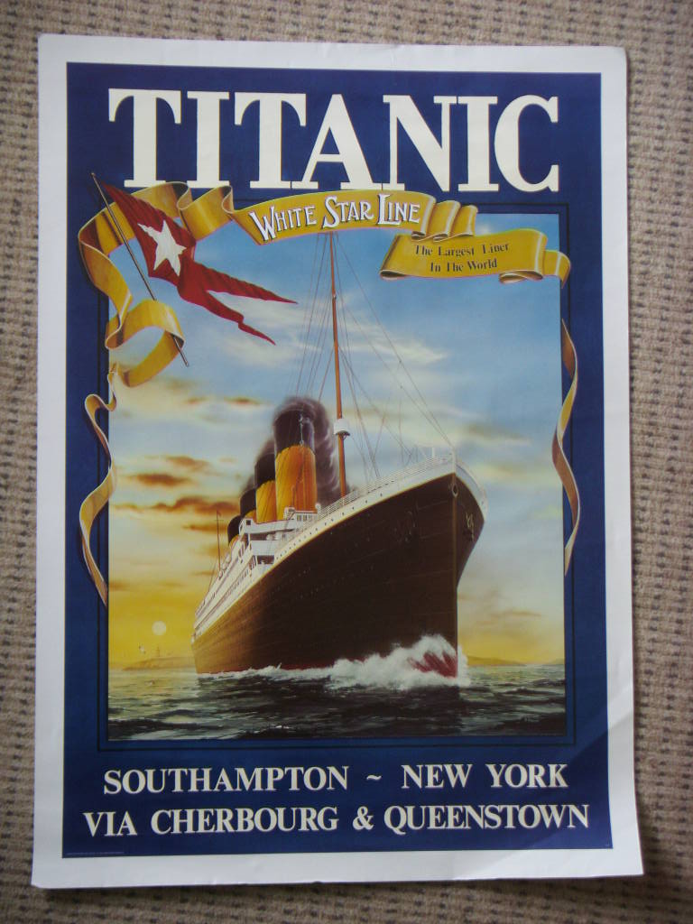 OVERSIZED REPRODUCTION COLOUR POSTER OF THE MAIDEN VOYAGE OF THE TITANIC